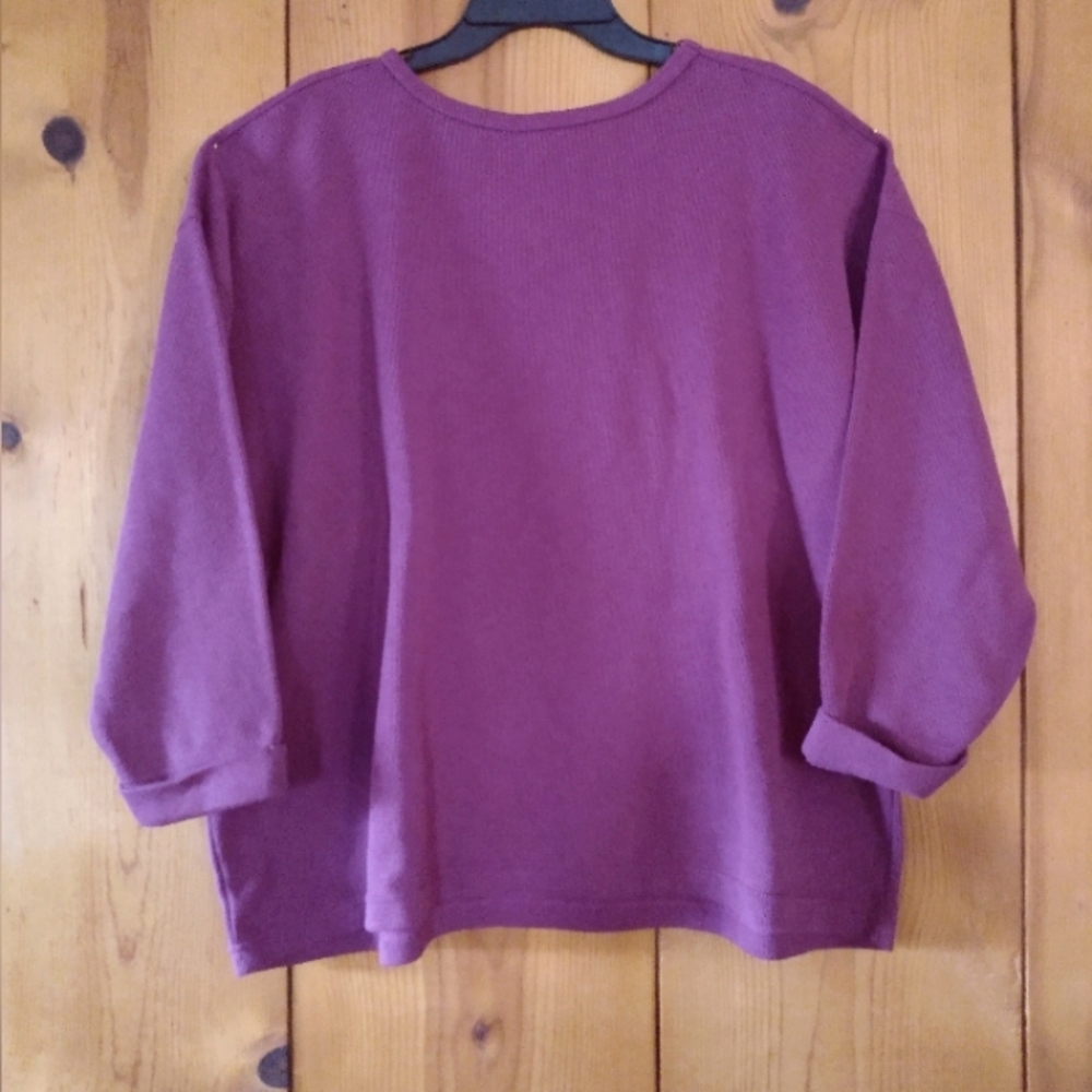 Basic Editions Oversized Knit Boatneck Top with Cuffed Sleeves